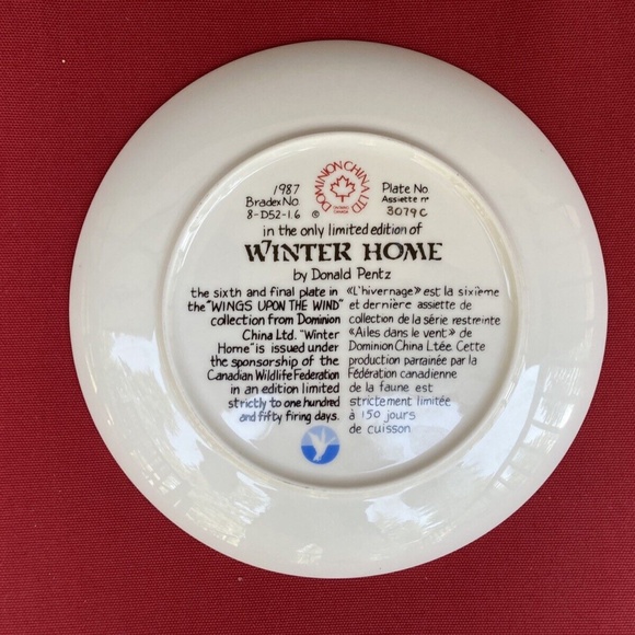 1987 'Winter Home' Limited Edition Collector's Plate by Donald Pentz #3079C - Picture 4 of 4